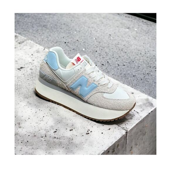 New Balance Women's 574+ Sneakers WL574ZQC | moonbeam/seasalt/l.blue - Picture 3 of 10